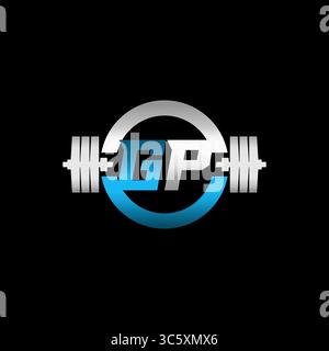 Fitness Gym Logo Initial Letter GP with Dumbbell and Circle vector graphic Stock Vector