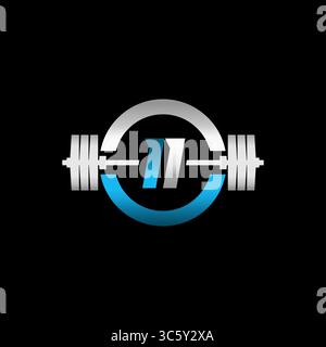 Fitness Gym Logo Initial Letter II with Dumbbell and Circle vector graphic Stock Vector