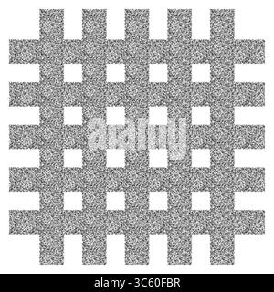 Grainy grid pattern. Abstract square background. Grayscale noise illustration. Vector textured surface. Stock Vector