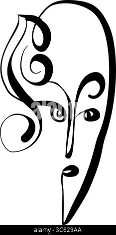 Embrace the surreal with a single-line Cubist artists creation - an abstract face in monochrome minimalism. Vector design for versatile art, print, de Stock Vector