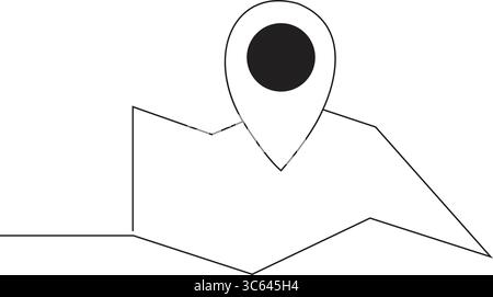 Continuous one line map icon navigation, vector Illustration. Stock Vector