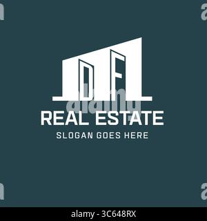 Initial DF logo for real estate with simple building icon design ideas vector graphic Stock Vector