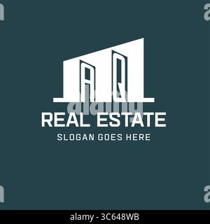 Initial AQ logo for real estate with simple building icon design ideas vector graphic Stock Vector
