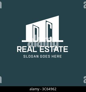Initial DC logo for real estate with simple building icon design ideas vector graphic Stock Vector