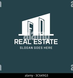 Initial FD logo for real estate with simple building icon design ideas vector graphic Stock Vector