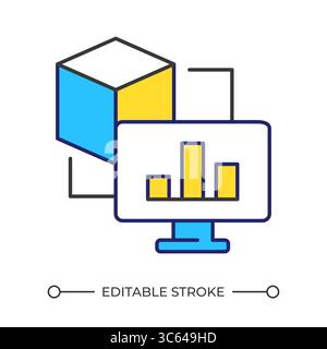 Blockchain analyzing line color icon Stock Vector