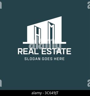 Initial HM logo for real estate with simple building icon design ideas vector graphic Stock Vector