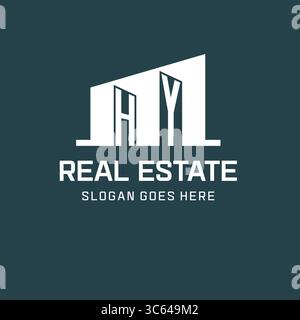 Initial HY logo for real estate with simple building icon design ideas vector graphic Stock Vector