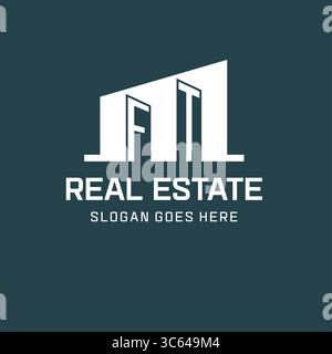 Initial FT logo for real estate with simple building icon design ideas vector graphic Stock Vector
