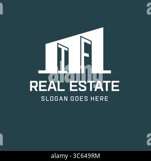 Initial IF logo for real estate with simple building icon design ideas vector graphic Stock Vector