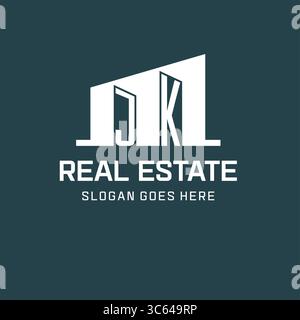 Initial JK logo for real estate with simple building icon design ideas vector graphic Stock Vector