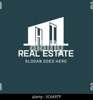 Initial HI logo for real estate with simple building icon design ideas vector graphic Stock Vector
