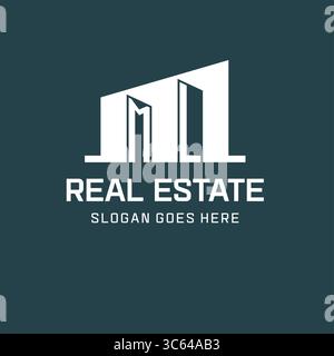 Initial ML logo for real estate with simple building icon design ideas vector graphic Stock Vector