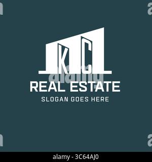 Initial KC logo for real estate with simple building icon design ideas vector graphic Stock Vector