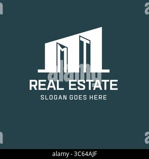 Initial MT logo for real estate with simple building icon design ideas vector graphic Stock Vector