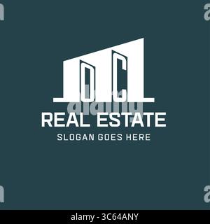 Initial OC logo for real estate with simple building icon design ideas vector graphic Stock Vector