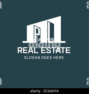 Initial PL logo for real estate with simple building icon design ideas vector graphic Stock Vector
