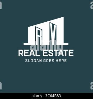 Initial RV logo for real estate with simple building icon design ideas vector graphic Stock Vector