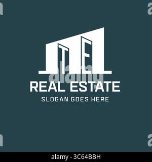 Initial TE logo for real estate with simple building icon design ideas vector graphic Stock Vector