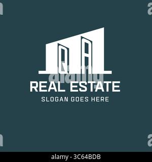 Initial QA logo for real estate with simple building icon design ideas vector graphic Stock Vector