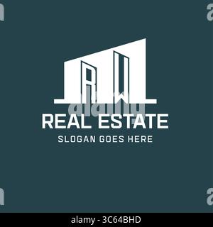 Initial RW logo for real estate with simple building icon design ideas vector graphic Stock Vector