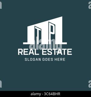Initial TP logo for real estate with simple building icon design ideas vector graphic Stock Vector