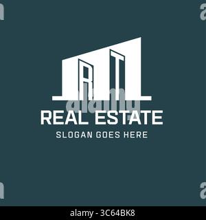 Initial RT logo for real estate with simple building icon design ideas vector graphic Stock Vector