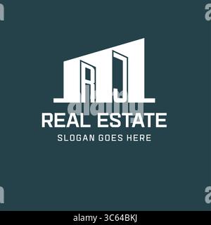 Initial RJ logo for real estate with simple building icon design ideas vector graphic Stock Vector