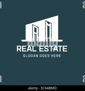 Initial RM logo for real estate with simple building icon design ideas vector graphic Stock Vector