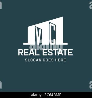 Initial VC logo for real estate with simple building icon design ideas vector graphic Stock Vector