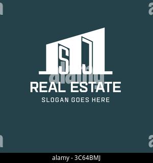 Initial SJ logo for real estate with simple building icon design ideas vector graphic Stock Vector