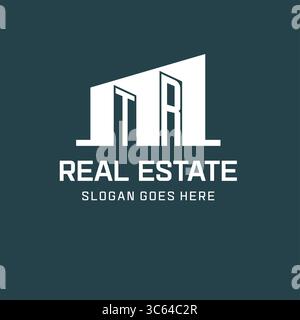 Initial TR logo for real estate with simple building icon design ideas vector graphic Stock Vector