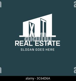Initial XT logo for real estate with simple building icon design ideas vector graphic Stock Vector