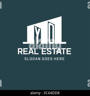 Initial YO logo for real estate with simple building icon design ideas vector graphic Stock Vector