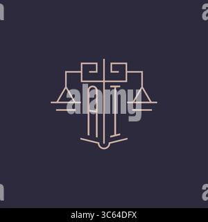 Initial letter AI logo with scale of justice luxury geometric design style vector graphic Stock Vector