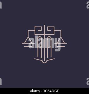 Initial letter AA logo with scale of justice luxury geometric design style vector graphic Stock Vector