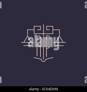 Initial letter AP logo with scale of justice luxury geometric design style vector graphic Stock Vector