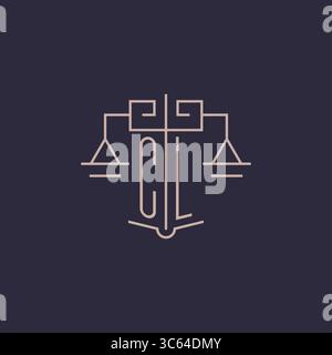 Initial letter CL logo with scale of justice luxury geometric design style vector graphic Stock Vector