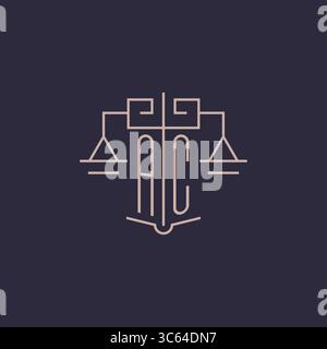 Initial letter AC logo with scale of justice luxury geometric design style vector graphic Stock Vector