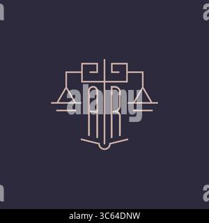 Initial letter AR logo with scale of justice luxury geometric design style vector graphic Stock Vector