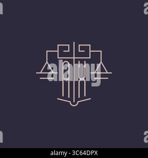 Initial letter AX logo with scale of justice luxury geometric design style vector graphic Stock Vector