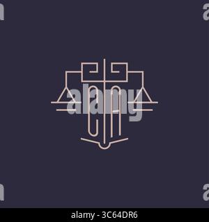 Initial letter CA logo with scale of justice luxury geometric design style vector graphic Stock Vector