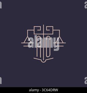 Initial letter AO logo with scale of justice luxury geometric design style vector graphic Stock Vector