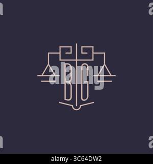 Initial letter BG logo with scale of justice luxury geometric design style vector graphic Stock Vector