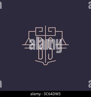 Initial letter BS logo with scale of justice luxury geometric design style vector graphic Stock Vector