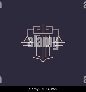 Initial letter EX logo with scale of justice luxury geometric design style vector graphic Stock Vector
