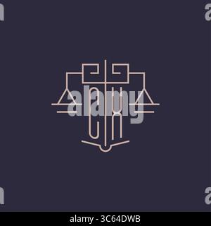 Initial letter CX logo with scale of justice luxury geometric design style vector graphic Stock Vector