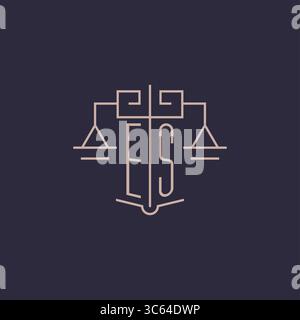 Initial letter ES logo with scale of justice luxury geometric design style vector graphic Stock Vector