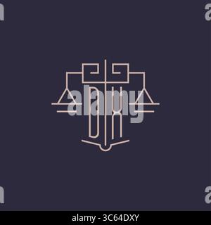 Initial letter DX logo with scale of justice luxury geometric design style vector graphic Stock Vector