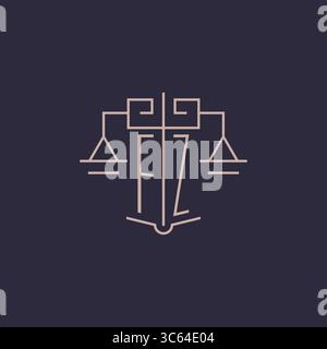 Initial letter FZ logo with scale of justice luxury geometric design style vector graphic Stock Vector